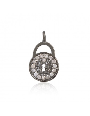 0.16ct Pave Diamond 925 Sterling Silver Handmade Lock Charm Pendant Jewelry online