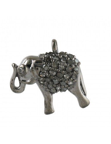 0.22 ct Pave Diamond Sterling Silver Elephant Design Charm Pendant Jewelry pas cher