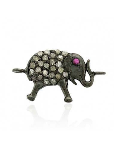 Elephant Connector Finding Gemstone 0.27ct Diamond Sterling Silver Jewelry soldes