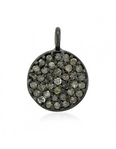 0.3ct Pave Diamond Sterling Silver Vintage Look Disc Charm Pendant Jewelry pas cher chine