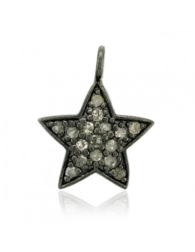 Star Charm Pendant 0.23 ct Pave Diamond .925 Sterling Silver Jewelry des créatures d'habitude