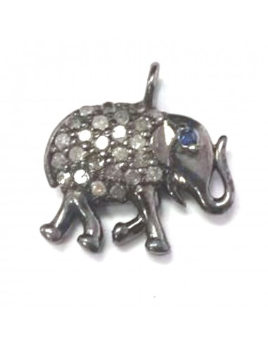 0.25 ct Pave Diamond Gemstone 925 Sterling Silver Elephant Pendant Jewelry basket pas cher