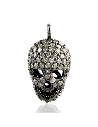 Pave Diamond Handmade Skull Charm Pendant 925 Silver Jewelry 2024