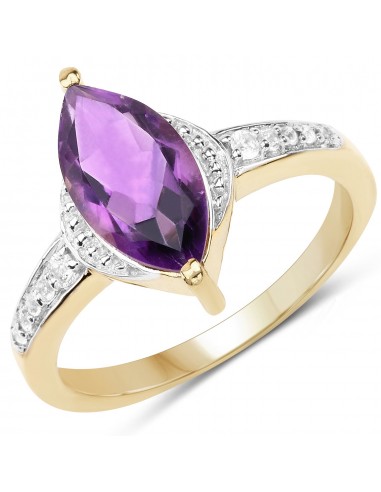 14K Yellow Gold Plated 1.45 Carat Genuine Amethyst & White Topaz .925 Sterling Silver Ring 2 - 3 jours ouvrés.