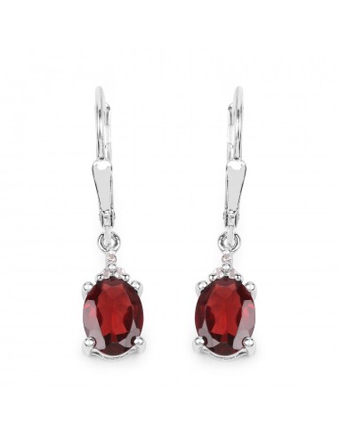 3.23 Carat Genuine Garnet and White Topaz .925 Sterling Silver Earrings la chaussure