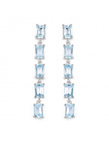 6.80 Carat Genuine Blue Topaz .925 Sterling Silver Earrings à prix réduit toute l'année