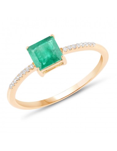 0.64 Carat Genuine Zambian Emerald and White Diamond 14K Yellow Gold Ring de technologie