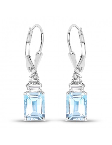 3.55 Carat Genuine Blue Topaz and White Topaz .925 Sterling Silver Earrings Economisez 