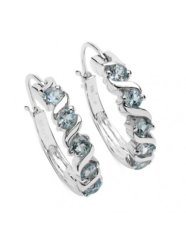 1.20 Carat Genuine Blue Topaz .925 Sterling Silver Earrings Paris Déstockage Promo