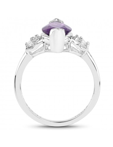 2.66 Carat Genuine Amethyst and White Topaz .925 Sterling Silver Ring À commander