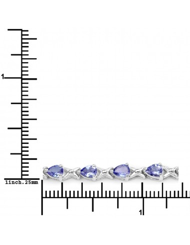 3.36 Carat Genuine Tanzanite .925 Sterling Silver Bracelet pas cher 