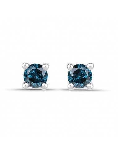 0.20 Carat Genuine Blue Diamond .925 Sterling Silver Earrings pour bénéficier 