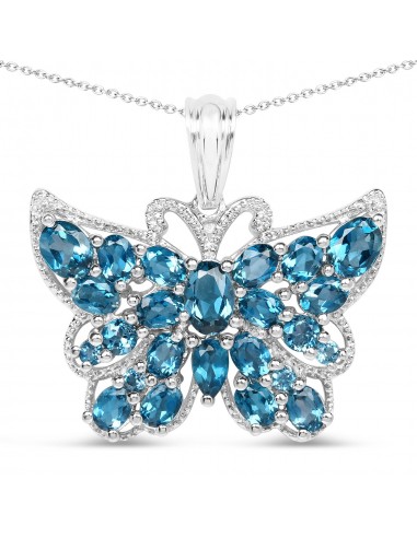 4.81 Carat Genuine London Blue Topaz .925 Sterling Silver Pendant Véritable concentré