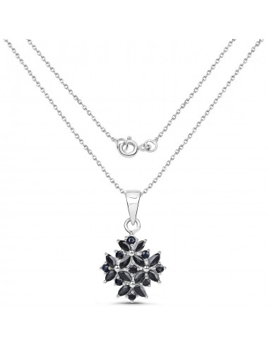 1.98 Carat Genuine Black Sapphire .925 Sterling Silver Pendant livraison gratuite