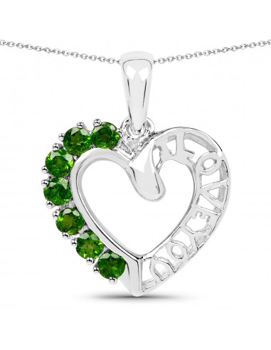 14K White Gold Plated 0.84 Carat Genuine Chrome Diopside .925 Sterling Silver Pendant Livraison rapide