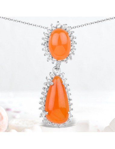 7.29 Carat Genuine Carnelian And White Topaz .925 Sterling Silver Pendant prix pour 