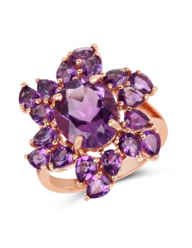 14K Rose Gold Plated 6.08 Carat Genuine Amethyst .925 Sterling Silver Ring Venez découvrir notre 