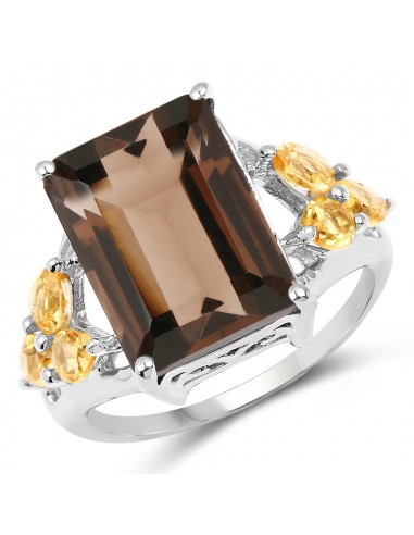 8.07 Carat Genuine Smoky Quartz and Citrine .925 Sterling Silver Ring de la marque