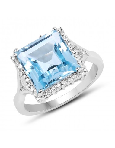 5.60 Carat Genuine Blue Topaz .925 Sterling Silver Ring Economisez 