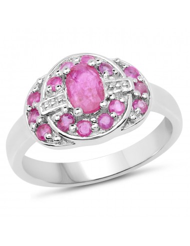 14K White Gold Plated 1.11 Carat Genuine Ruby .925 Sterling Silver Ring le des métaux précieux