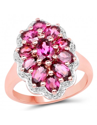 14K Rose Gold Plated 2.90 Carat Genuine Rhodolite .925 Sterling Silver Ring pour bénéficier 