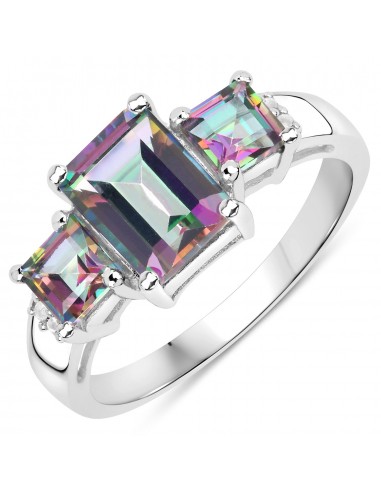 3.02 Carat Genuine Rainbow Quartz and White Topaz .925 Sterling Silver Ring la chaussure