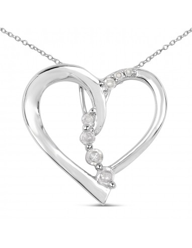 0.10 Carat Genuine White Diamond .925 Sterling Silver Pendant livraison gratuite