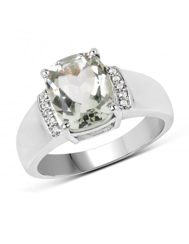 2.30 Carat Genuine Green Amethyst and White Topaz .925 Sterling Silver Ring prix pour 