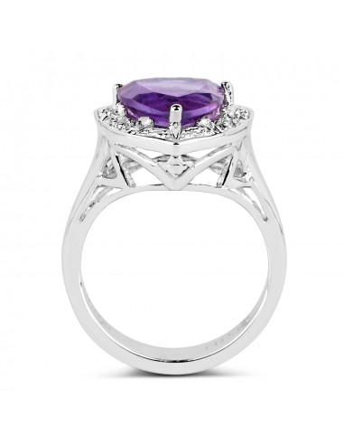 2.81 Carat Genuine Amethyst and White Topaz .925 Sterling Silver Ring sélection de produits