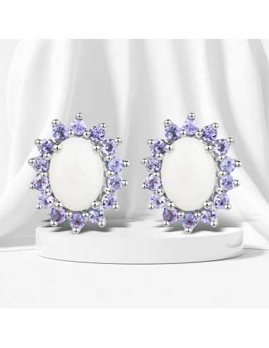 2.44 Carat Genuine Opal and Tanzanite .925 Sterling Silver Earrings france