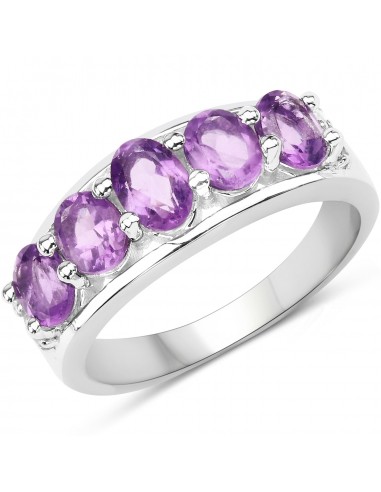 1.85 Carat Genuine  Amethyst and White Topaz .925 Sterling Silver Ring livraison gratuite