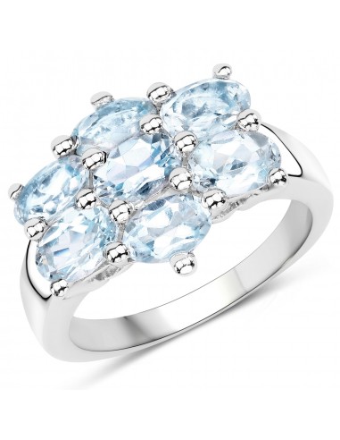 3.57 Carat Genuine  Blue Topaz .925 Sterling Silver Ring offre 