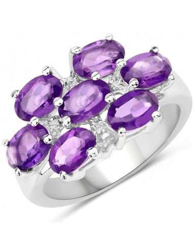 3.05 Carat Genuine  Amethyst and White Topaz .925 Sterling Silver Ring 2 - 3 jours ouvrés.