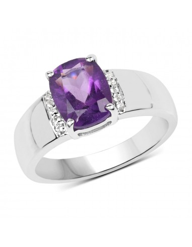 1.85 Carat Genuine  Amethyst and White Topaz .925 Sterling Silver Ring en stock