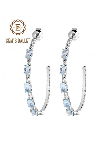 925 Sterling Silver Sky Blue Topaz Hoop Earrings for Women les ligaments