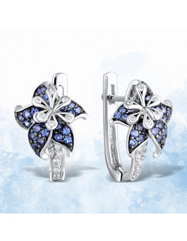 925 Sterling Silver Cubic Zirconia Blue Pink Star Flower Earrings For Woman en ligne des produits 