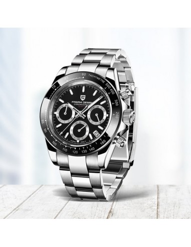 Stainless Steel Chronograph Sports Watch for Men paiement sécurisé