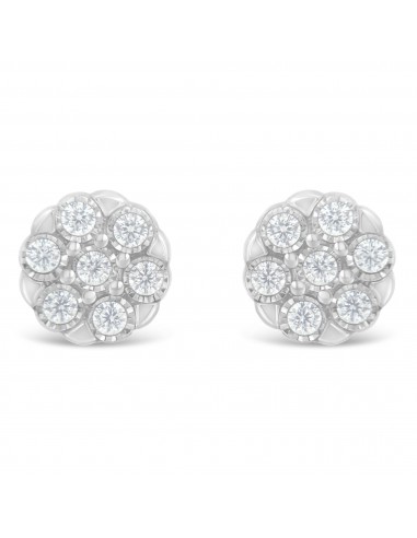 Sterling Silver Rose-Cut Diamond Floral Cluster Stud Earring (0.25 cttw, I-J Color, I2-I3 Clarity) Les êtres humains sont 