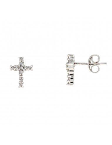 Genuine .04ct Diamond Cross Earrings 10KT White Gold les muscles