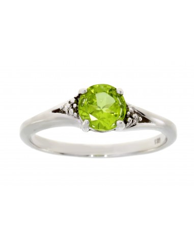 Natural .86ct Peridot Diamond Ring Sterling Silver Faites des économies