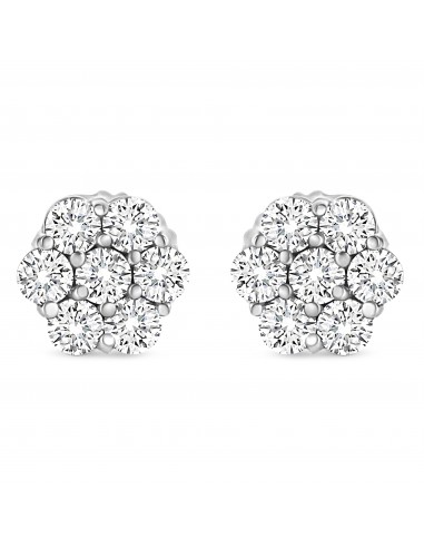 14K White Gold 1/3 Cttw Floral Cluster Diamond Stud Earrings with Screw backs (I-J Color, SI2-I1 Clarity) Vous souhaitez 