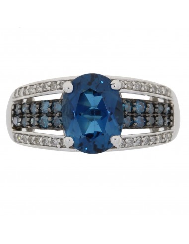 Natural 2.83ct Blue Topaz Diamond Ring 10KT White Gold En savoir plus