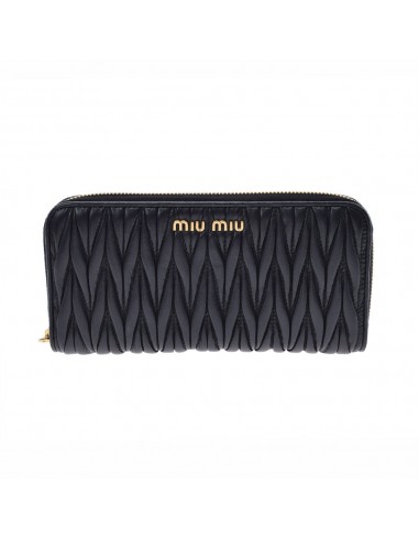 MIUMIU Miu Materasse Round Black 5ML506 Ladies Lambskin Purse Faites des économies