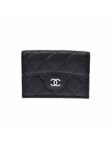 CHANEL Matrasse Classic Small Flap Black Womens Caviar Skin Tri-Fold Wallet Les magasins à Paris et en Île-de-France