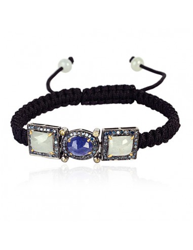 18 kt Gold 12.45 ct Sapphire Diamond Party Wear Macrame Bracelet Silver Jewelry le concept de la Pate a emporter 