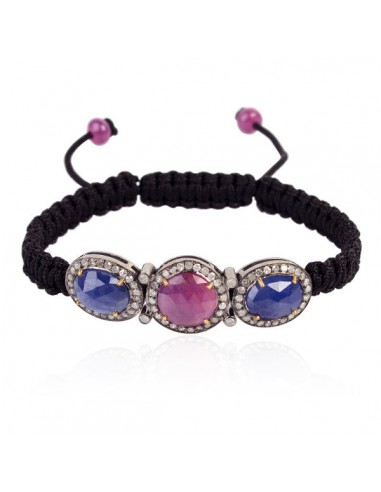 15.3 ct Sapphire Diamond 18 kt Gold 925 Sterling Silver Macrame Bracelet Jewelry l'évolution des habitudes 