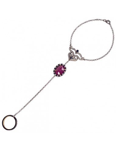 8.47ct Ruby Sapphire Diamond Slave Chian Bracelet 18k Gold 925 Silver Jewelry des créatures d'habitude