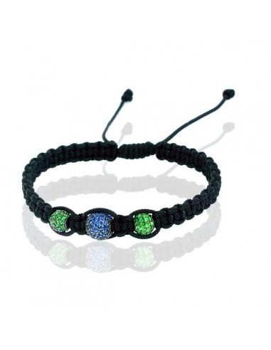 Blue Sapphire Tsavorite Beads Macrame Bracelet 925 Silver Jewelry ou a consommer sur place