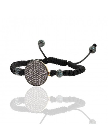 3.44ct Pave Diamond Disc Macrame Bracelet .925 Sterling Silver Gift Jewelry 2 - 3 jours ouvrés.