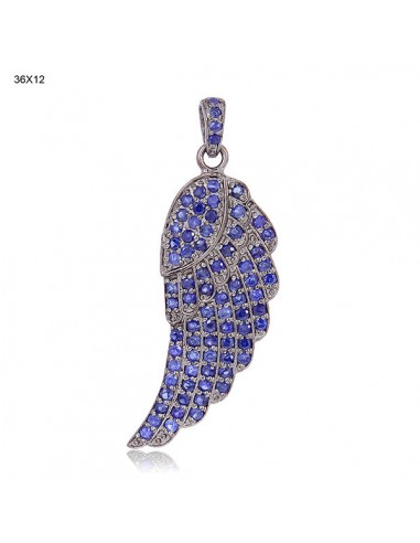 Blue Sapphire 925 Sterling Silver Angel Wing Pendant Women la chaussure